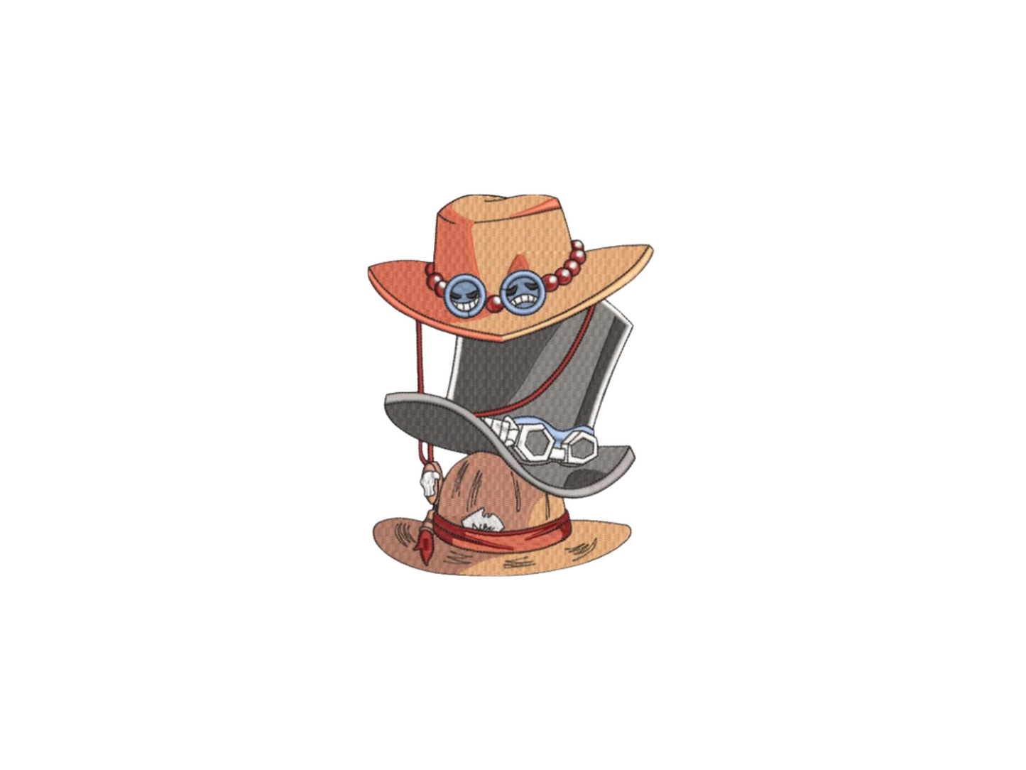 Chapeau Luffy Ace Sabo Custom - One Piece - Broderie