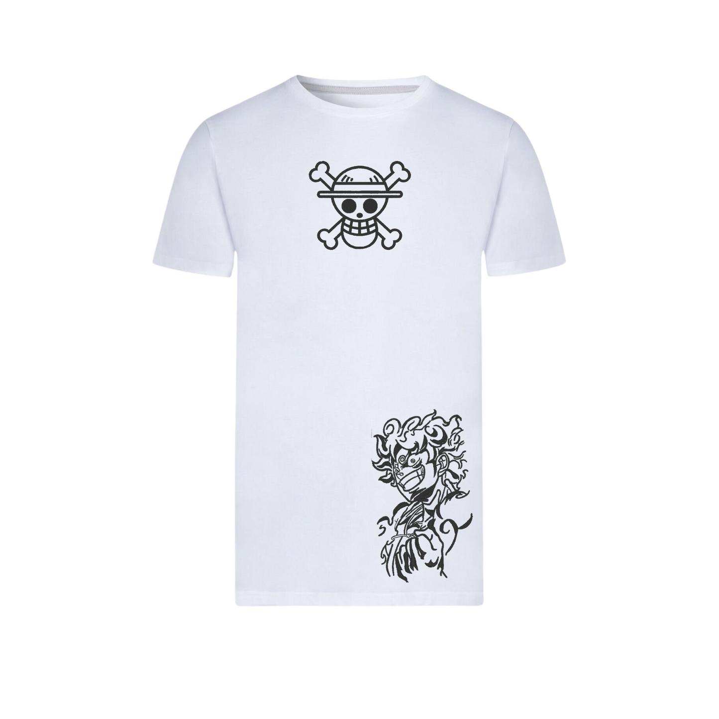 Luffy Custom - Double broderie - T-shirt - L - Blanc
