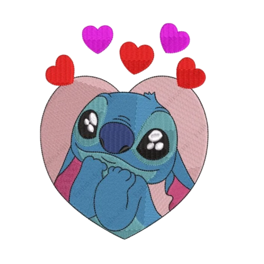 Stitch coeurs custom - Lilo et Stitch - Broderie