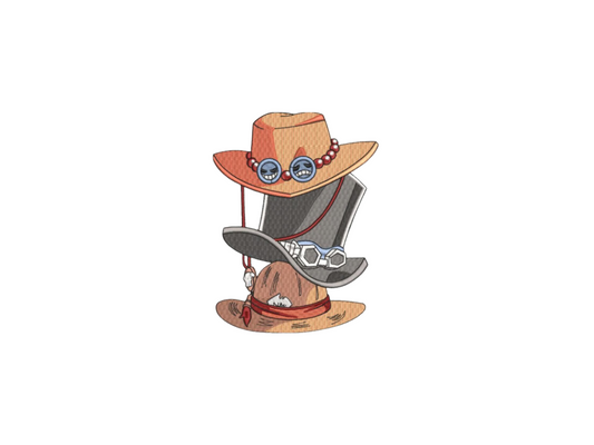 Chapeau Luffy Ace Sabo Custom - One Piece - Broderie