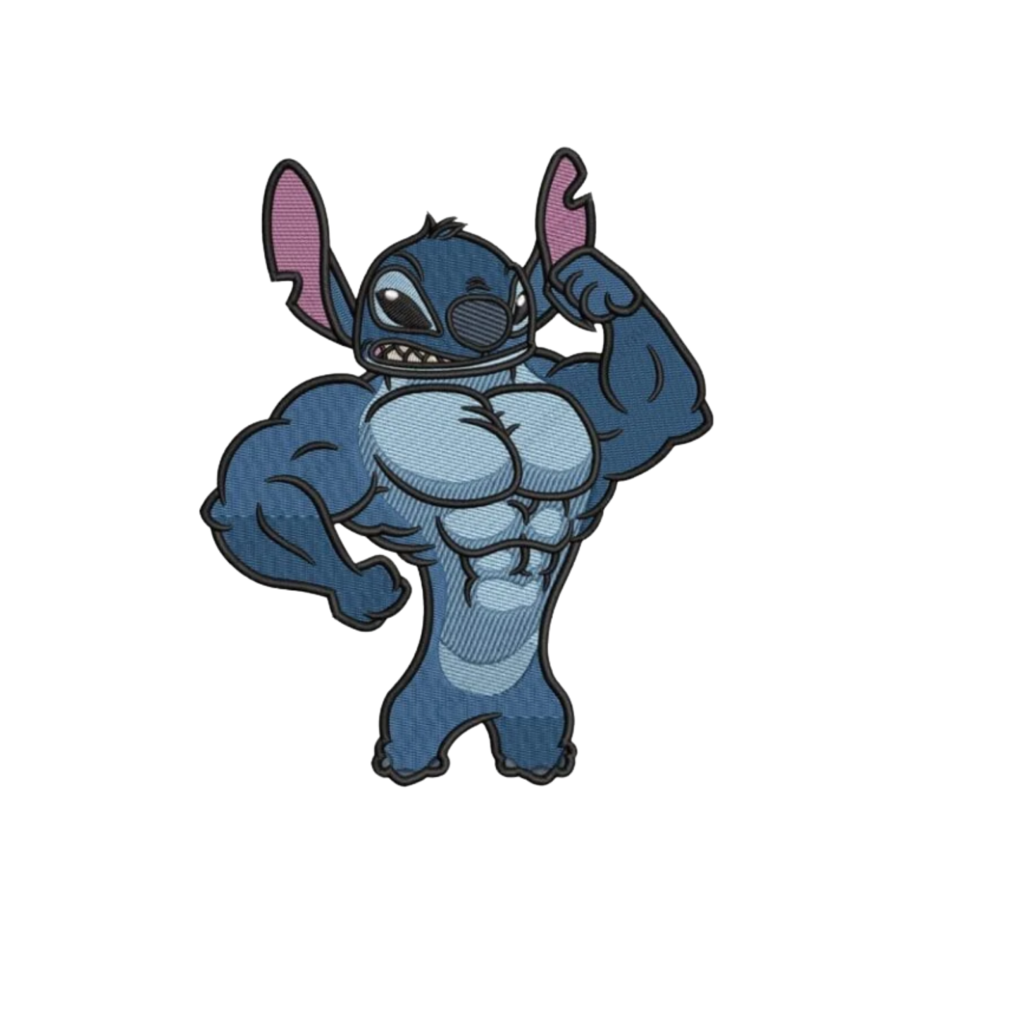 Big muscles Stitch custom - Lilo et Stitch - Broderie